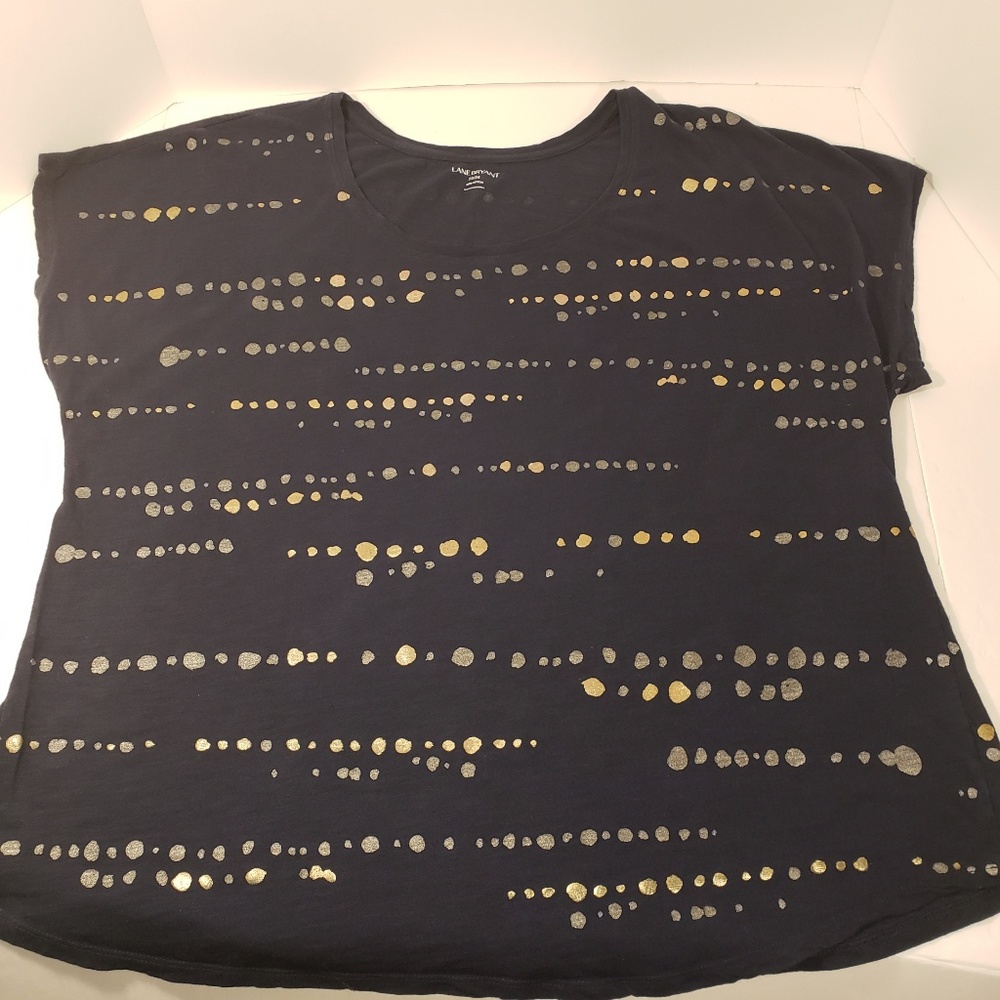 Lane Bryant Navy Gold Silver Tshirt 22/24 3X